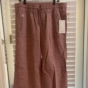 Athleta Red Cabo Linen Wide Leg Pants size 16 NWT